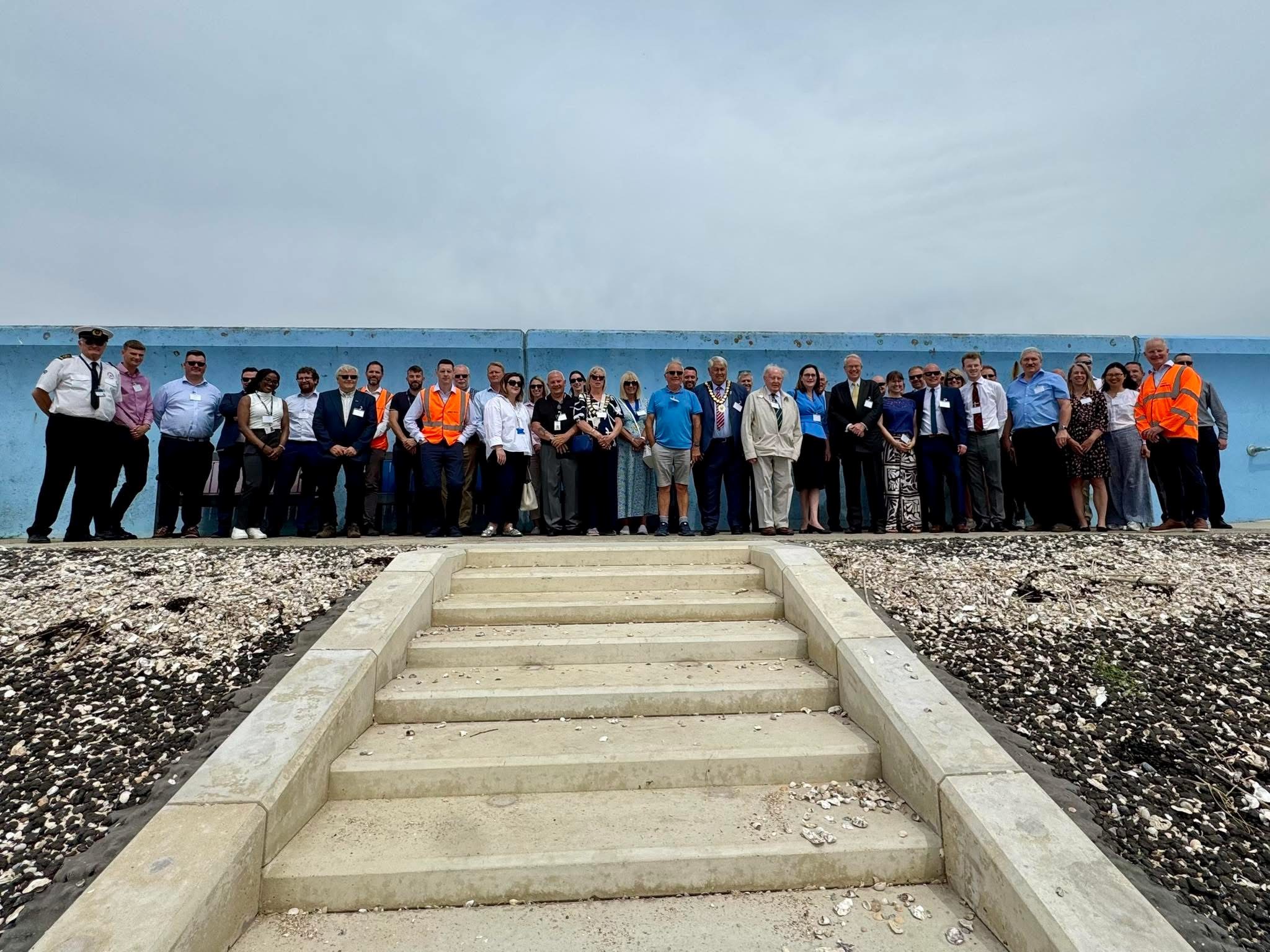 Town Mayor, dignatories and project staff at closing ceremony for revetment project